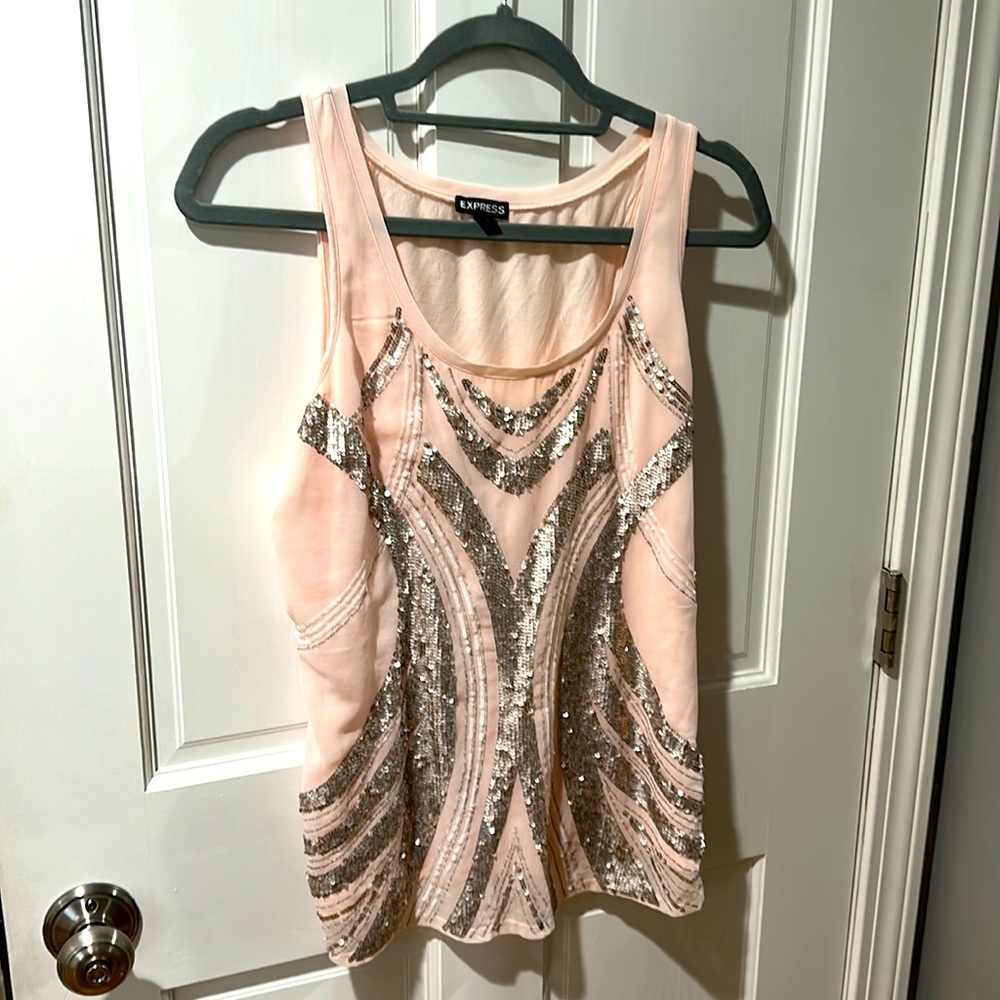 Express Pink Sequin Tank Top - Size S